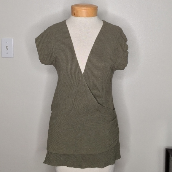 MICHAEL KORS |  Olive Green Wrap Sweater Vest - Picture 1 of 7